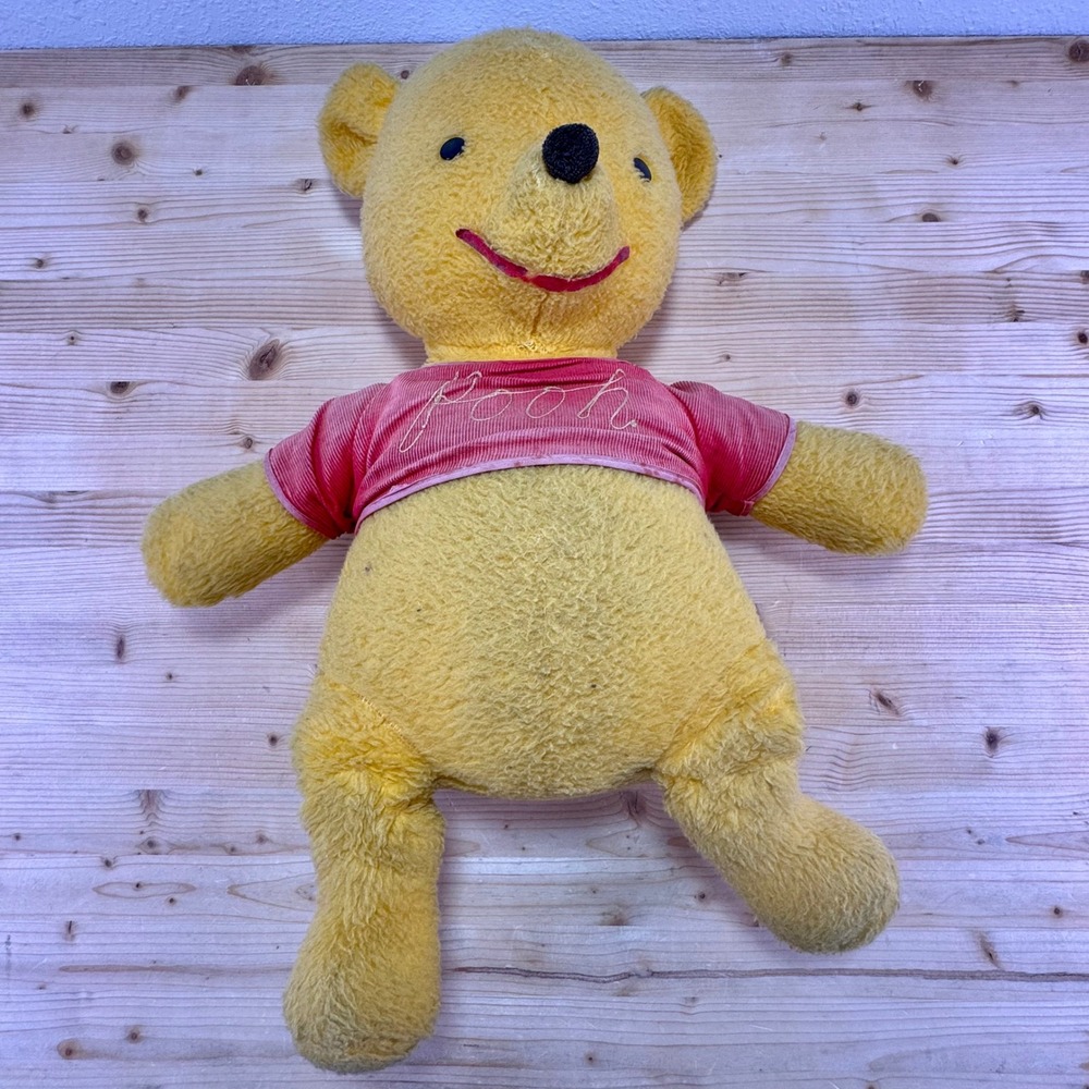 Vintage‎ GUND 1960s Winnie the Pooh Plush Red Corduroy Shirt Walt Disney Prod.